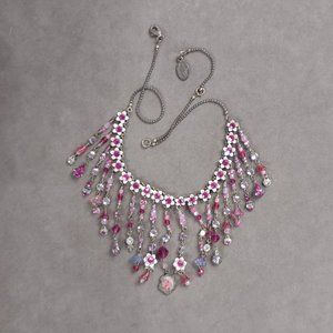 Michal Negrin Pink Floral Necklace & Earrings Set MINT
